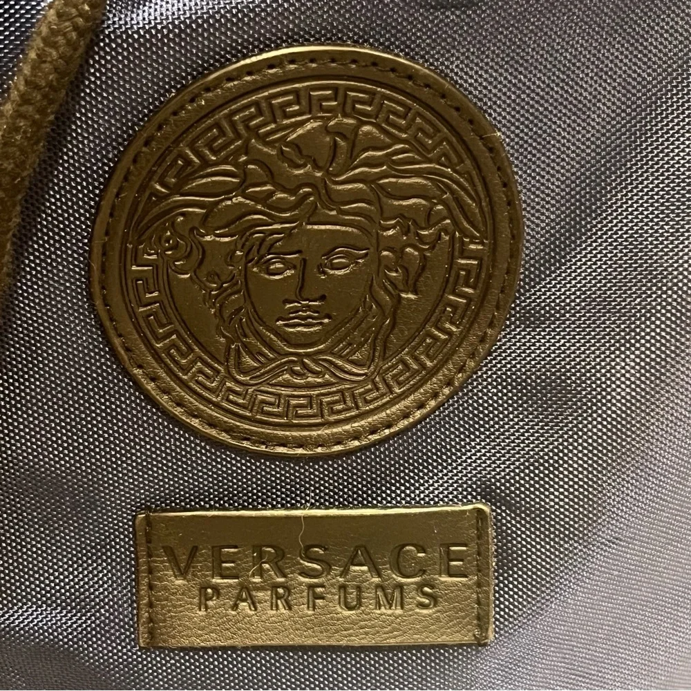 NEW Versace Parfums Navy Blue Drawstring Bucket Bag Backpack - Picture 2 of 9